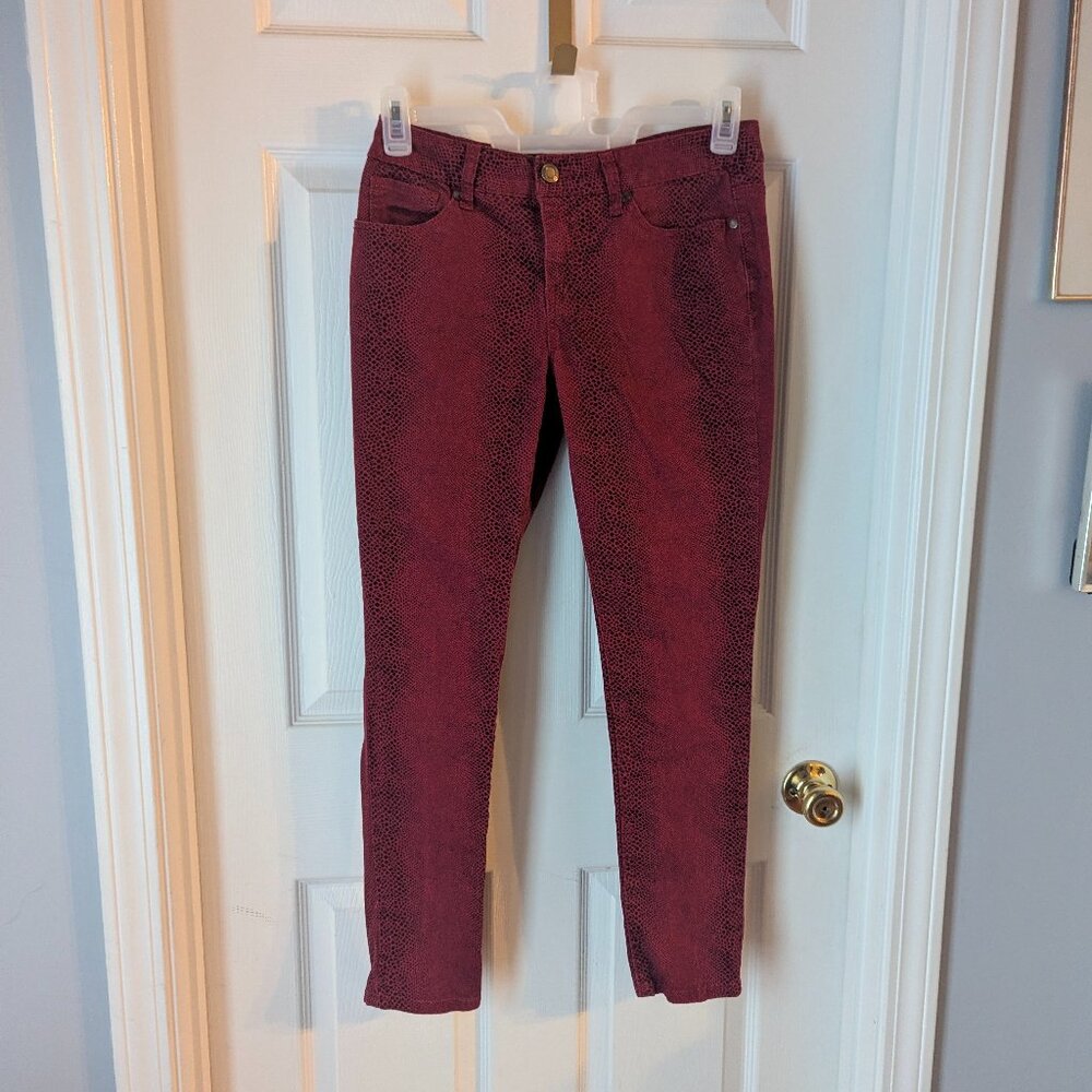 Faded glory animal print red jeans - 8